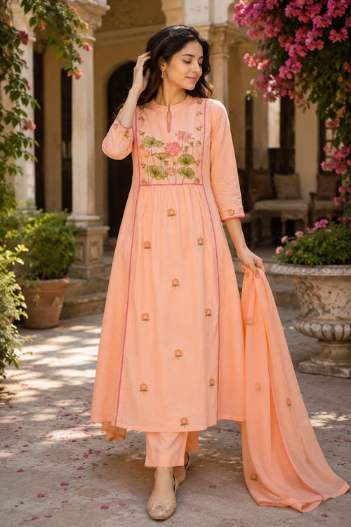 Mul chandheri 3 piece kurta set